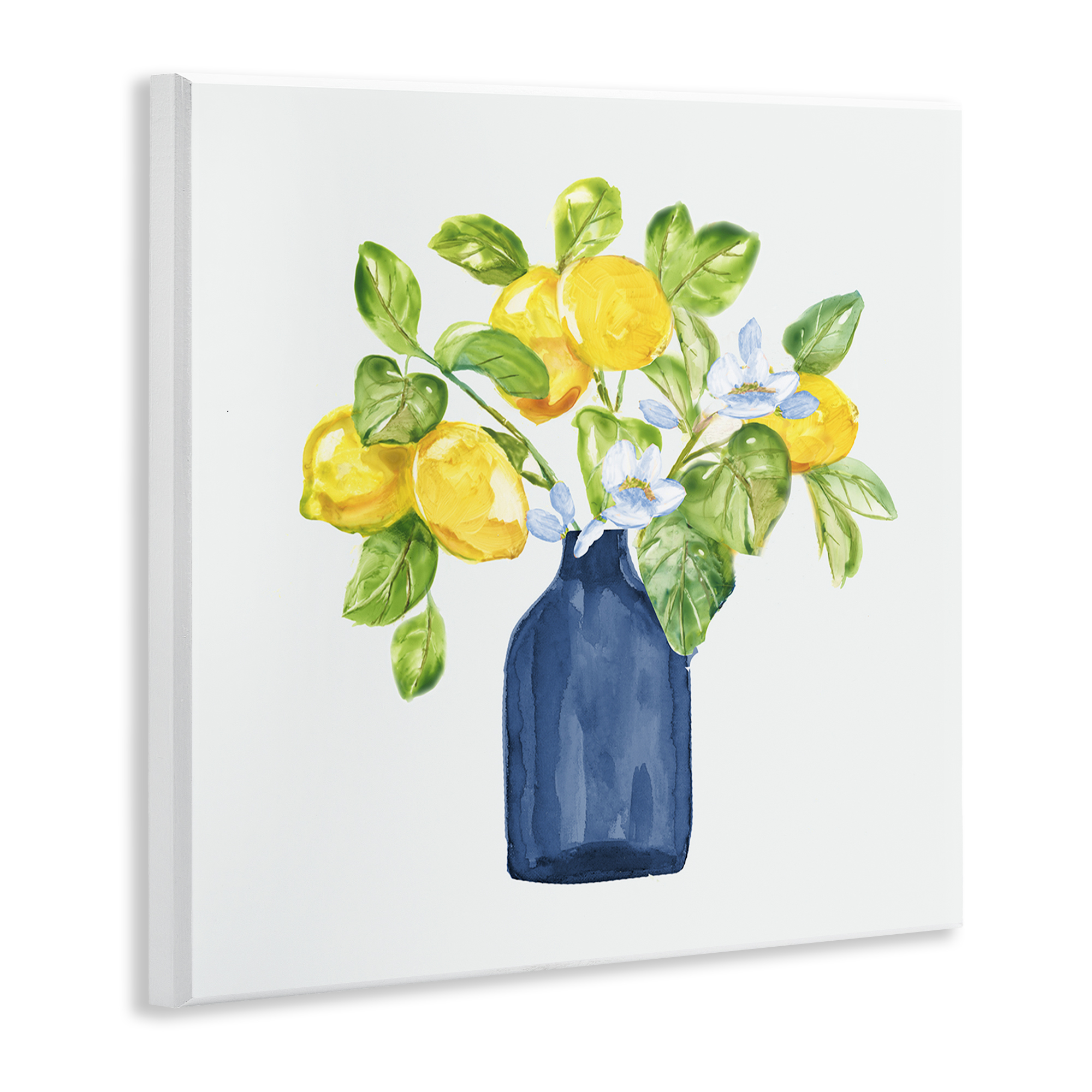Stupell Industries Lemon Branches in Blue Food & Beverage Painting Unframed Art Print Wall Art, 12 x 12