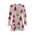thumbnail image 4 of Women's Fashionable Loose-Fit Casual Cardigan with Christmas Print Mid-Length Coat for Holiday Outfits and Comfortable Wear,Red,M, 4 of 6