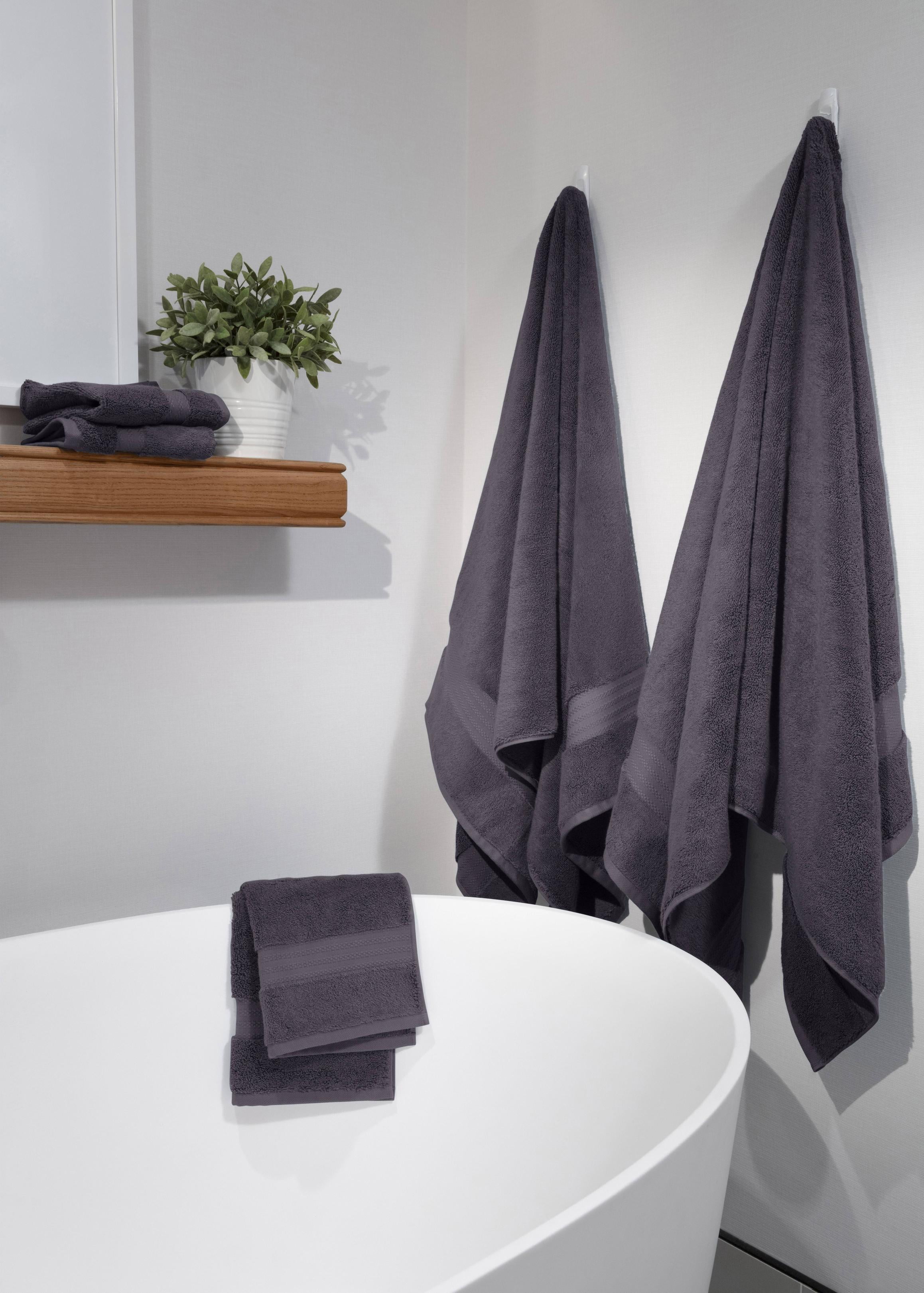 FABDREAMS 100% Organic Cotton GOTS Ceritied 700 GSM Bath Sheet Towel Set of 2, 2 Bath Sheet Towels 36 x 70 in, Charcoal Black