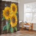 thumbnail image 4 of Vintage Sunflower Shower Curtain, Yellow Floral Butterfly Farm Wood Grain Waterproof Shower Curtain Set with 12 Hooks Lightweight Bath Curtains Fabric Bathroom Decor 36x72 Inches, 4 of 9