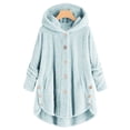 thumbnail image 1 of Women's jacket fashion button fluffy wool hooded jacket loose winter warmth plus size, 1 of 2