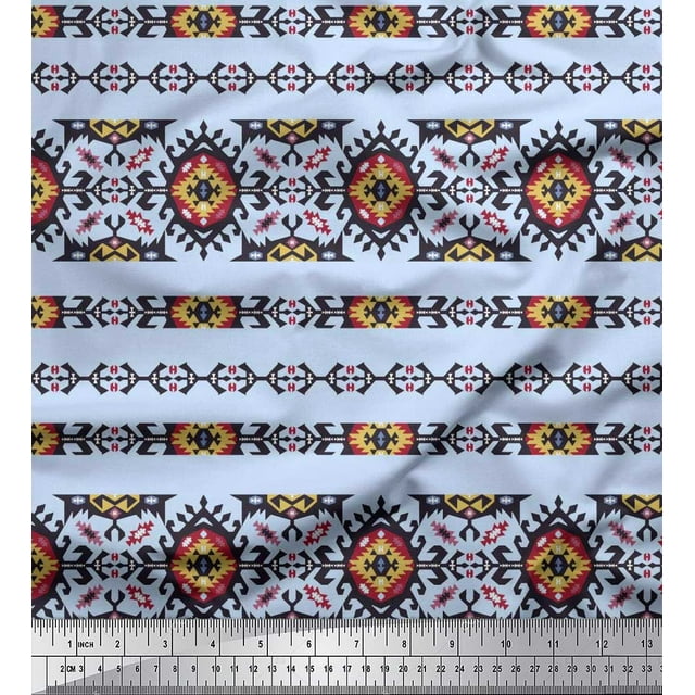 Soimoi Velvet Fabric Aztec Southwestern Print Fabric by Yard 58 Inch Wide
