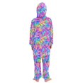 thumbnail image 4 of FORMRS Kids One-Piece Pajamas Hooded Long Sleeve Union Suit Soft Onesie Sleepwear, Sizes 4T-14Y, Vibrant Geometric Pattern, 4 of 7