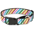 thumbnail image 1 of Buckle-Down Diagonal Stripes White Multi Color Martingale Dog Collar, 1 of 1