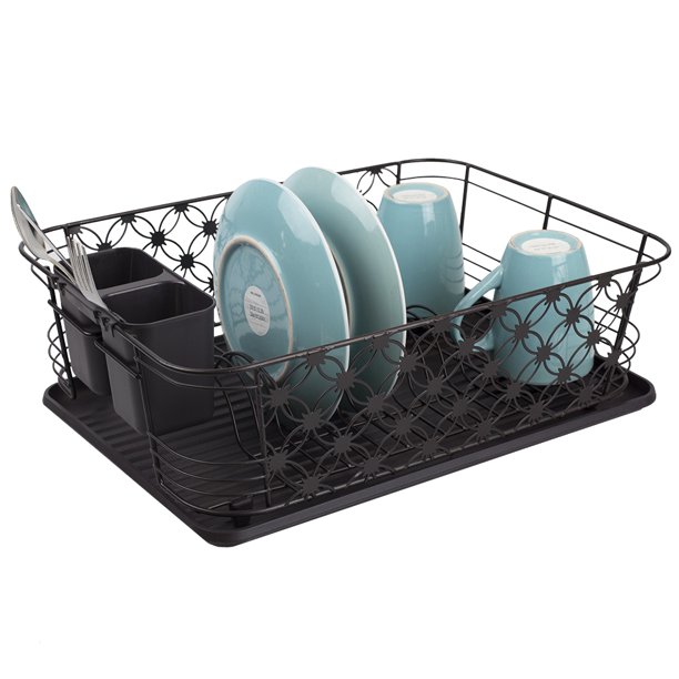 Home Basics 3piece Decorative Wire Steel Dish Rack, Bronze Walmart