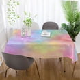 thumbnail image 6 of 60x60 Inch Tablecloth Polyester Square Tablecloth for Home Kitchen Dinner Decor Pastel Rainbow Tie-dye, 6 of 9