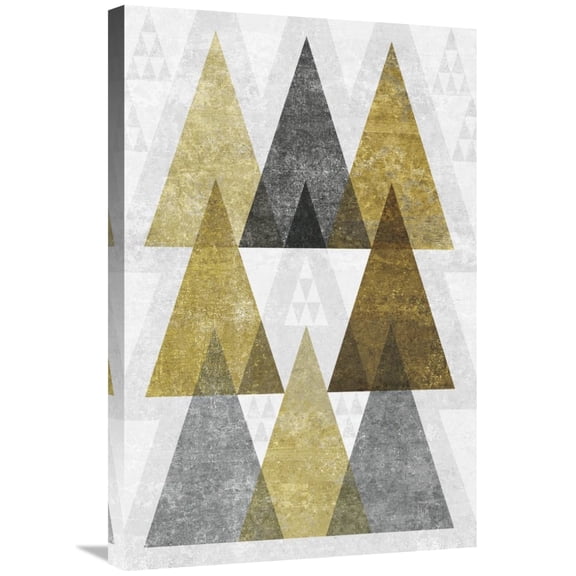 Global Gallery's 'Mod Triangles IV Gold' By Michael Mullan Stretched Canvas Wall Art