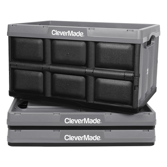 Cubo de almacenamiento CleverMade, plegable, piedra, 46 L, 3 unidades, 30 kg