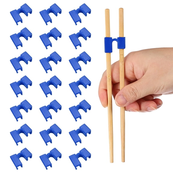 Uxcell 24 Pcs Chopsticks Helper, Reusable Training Chopstick Hinges Connector for Learners, Blue