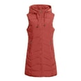 thumbnail image 1 of Gibobby Chaleco largo acolchado mujer, Chaleco largo para mujer, talla grande, sin mangas, con capucha, para invierno, ligero, con cierre completa, para exteriores(Rojo de la sandía,G), 1 of 5