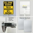thumbnail image 5 of Soliyoahee Slow Down This is a Neighborhood Not a RacetrackYard Sign with Stake 4.6x6inch Rustproof Aluminum Lawn Decorations Community Slowdown Sign for Outdoor Road Street Garden Decor, 5 of 6