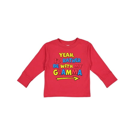 

Inktastic Yeah I d Rather be with My Glamma in Red Yellow and Blue Gift Toddler Boy or Toddler Girl Long Sleeve T-Shirt
