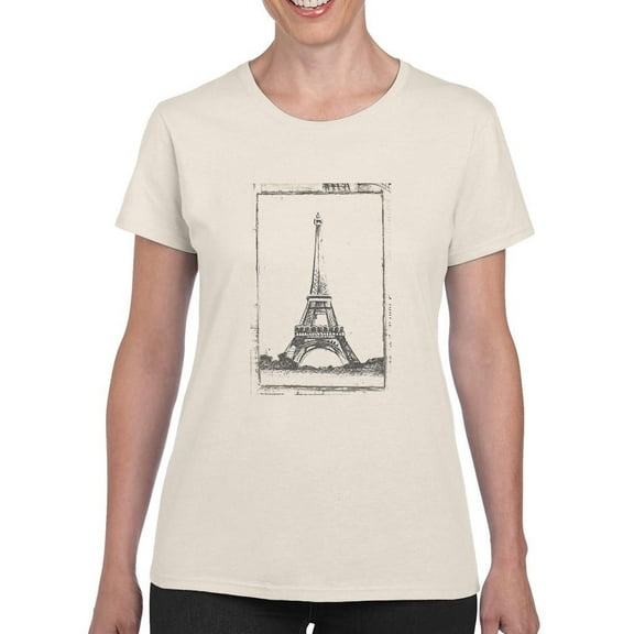 Sketch Of The Eiffel T-Shirt Women -Ethan Harper Designs, Female 4X-Large