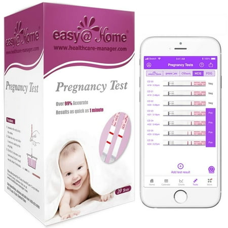Easy@Home Pregnancy Test Strips for Early Detection, Fertility Test Kit, 20 HCG Tests, Powered by Premom Ovulation Predictor iOS and Android APP, New Version- EZW1-S-20 20 Count (Pack of 1