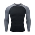 thumbnail image 2 of Gym T Shirts for Men Long Sleeve Quick-Drying T-Shirts Mens Stretchy Slim-Fit Color-Block Pullover Crewneck Athletic Workout Swim Shirt Tops, 2 of 4