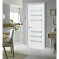thumbnail image 4 of Solid French Door Frosted Glass 42 x 96 inches | Quadro 4266 White Silk | Single Regular Panel Frame Trims Handle | Bathroom Bedroom Sturdy Doors, 4 of 6