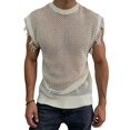 thumbnail image 2 of Men'S Crochet Knit Sleeveless Mesh Tank Top White XL, 2 of 7