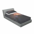 thumbnail image 3 of Ambesonne Fantasy Fitted Sheet & Pillow Sham Set, Howling Wolf on Rock, Full, Multicolor, 3 of 3