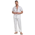 thumbnail image 6 of ANLIQI Mens Pajamas Set 100% Cotton Soft Button Pajamas for Men Short Sleeve Sleepwear 2 Piece Lounge Pjs Sets (White,M), 6 of 8