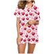 thumbnail image 2 of Conjunto de Verano para las Mujeres Día de San Valentín Amor Impreso Cuello de Manga Corta con Pantalones Cortos, Poliéster Ligero para el Uso Informal, 2 of 9