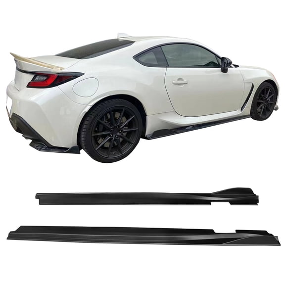 Ikon Motorsports Side Skirts Compatible with 2022-2025 Toyota GR86 & Subaru BRZ IKON V2 Style Matte Black ABS Left Right Rocker Panel Extension Guard Pair