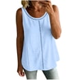 thumbnail image 2 of Karymi Womens Tops Round Neck Eyelet Cut‑Out Sleeveless Linen Blend Tank Top, Solid Casual A‑Line Camisole, Curved‑Hem Summer Shirt, Daily Wear Top Summer Tops, 2 of 7