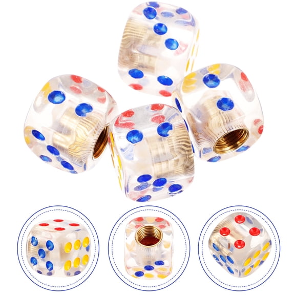 SOPOTUTU 4-Pack Funny Dice Tire Valve Stem Caps with Copper Core ABS for Car and Bike Accessories
