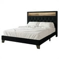 thumbnail image 2 of Castle Place LED Light Nailhead Trim Linen Upholstered Bookcase Bed, Charcoal Grey, King, 2 of 7