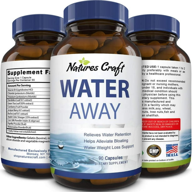 Water Away Supplement for Men and Women Natural Diuretic Pills Relieve Water Retention Fast