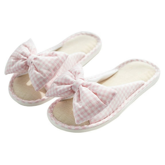 1 Pair Peep Toe Slippers Breathable Anti-slip Slippers Lovely Bow Knot Shoes