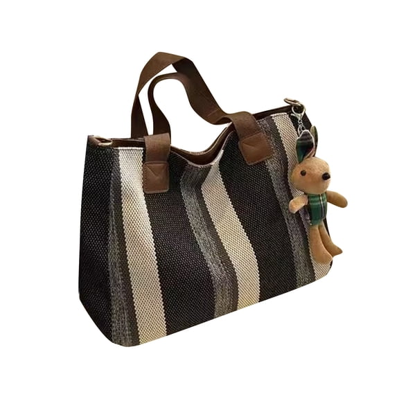Shoulder Bag for Women Large Capacity Striped Fashion Handbag Casual Messenger Crossbody Bag with Adjustable Daily Use