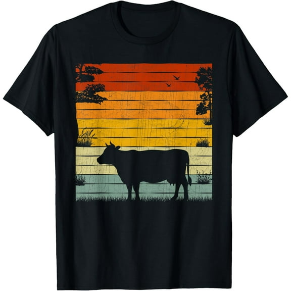Cow Lover Men Women Retro Style Vintage Cow T-Shirt men and women can wear, black, white, gifts