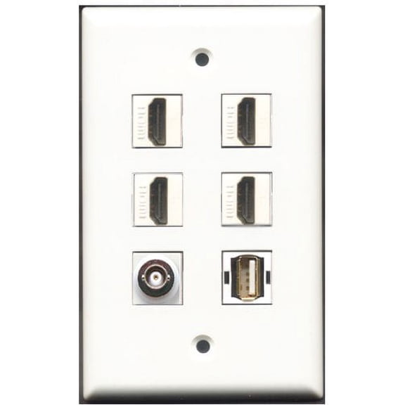 RiteAV - 4 Port HDMI 1 USB A-A 1 BNC Wall Plate