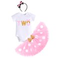 thumbnail image 2 of IBTOM CASTLE Toddler Baby Girls 1st 2nd 3rd Birthday Outfit Polka Dots Romper Tutu Skirt Mouse Ears Headband Cake Smash Clothes for Photo Props 2 Years Pink, 2 of 8