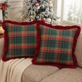 thumbnail image 2 of Christmas Plaid Decorative Throw Pillow Covers Green Red 18x18 | Scottish Tartan Cushion Case, Farmhouse Home Holiday Decor, Buffalo Check, Sofa Couch Bed Decorative Pillow Case, 2 of 5