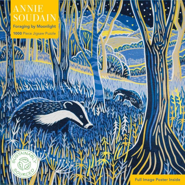 Adult Sustainable Jigsaw Puzzle Annie Soudain Foraging by Moonlight : 1000-pieces. Ethical Sustainable Earth-friendly