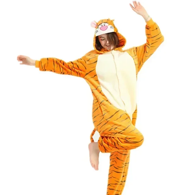Pyjama d'Hiver Familial une Pièce Zebra avec Deux Oreilles Rondes Roses Polyester Chaud Ajusté et Confortable Vêtements de Nuit Cosplay RWJDXD