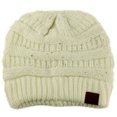 thumbnail image 2 of CC Classic Winter Fall Trendy Chunky Stretchy Cable Knit Beanie Hat (Sequins Ivory), 2 of 2