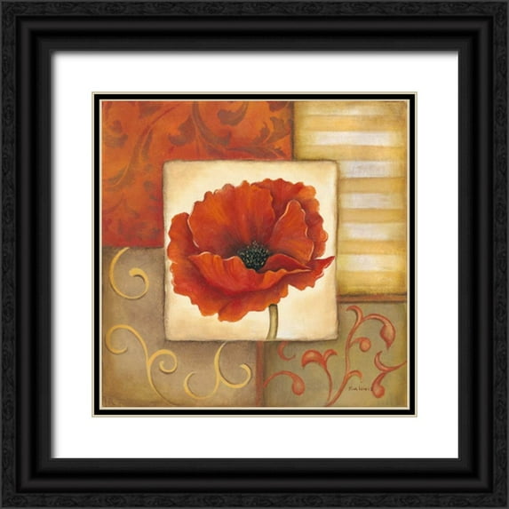 Lewis, Kim 12x12 Black Ornate Wood Framed with Double Matting Museum Art Print Titled - Orange Poppy I