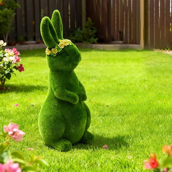 KUKIDSVO Easter Flocked Bunny, Standing Pose B Happy Easter