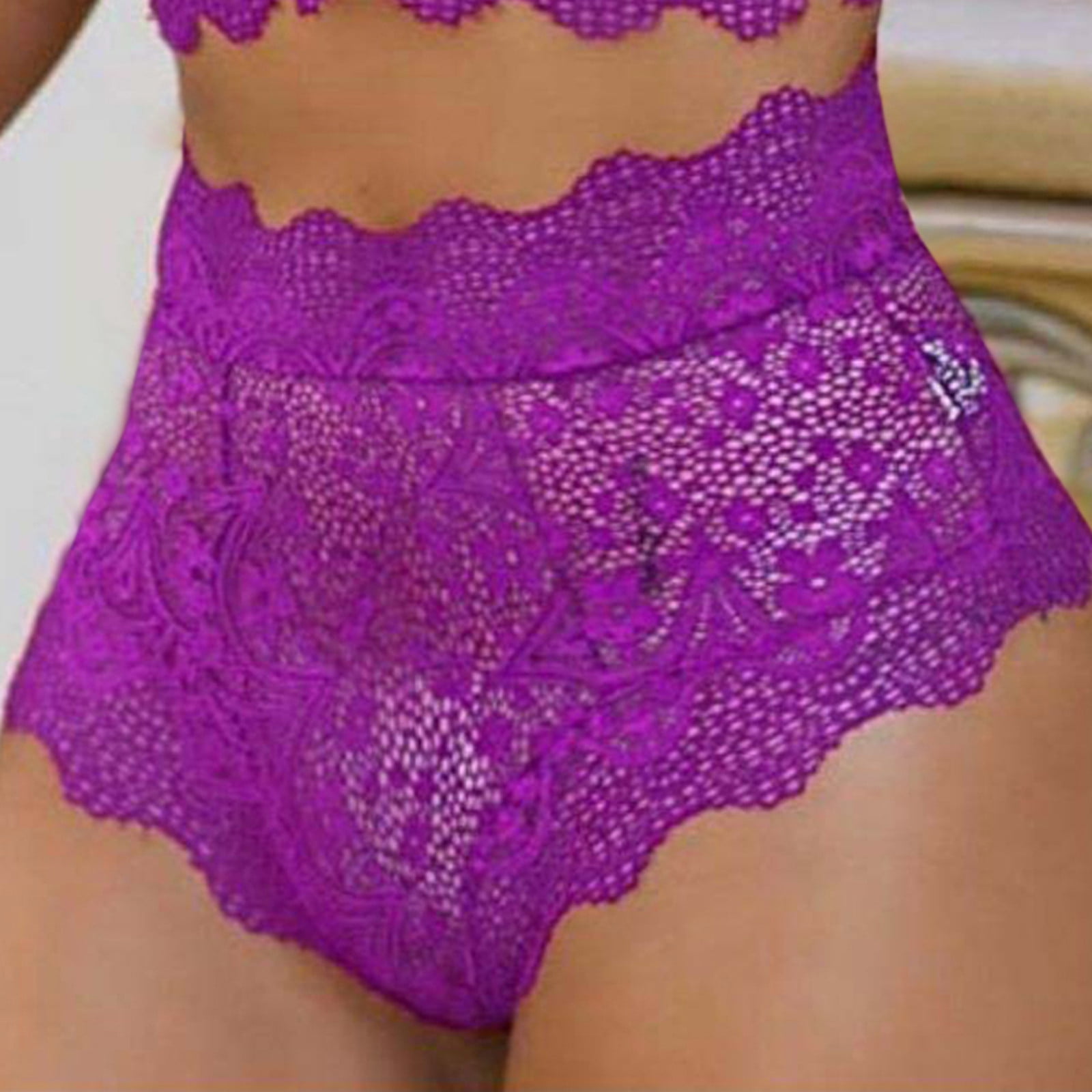 ClodeEU Ladies Ssexy Temptation Underwear Lace Straps Hip-Up Bow Sexy  Panties (Purple XXL) 