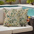 thumbnail image 4 of Green Botanical Outdoor Waterproof Pillow Covers, Vintage Plant Flowers Garden Leaf Motifs Decorative Square Throw Pillowcase Sofa Cushion Sham for Patio/Couch/Chair, 16"x16" 2 Pack, 4 of 8