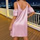 thumbnail image 2 of TaTaai Women's Off Shoulder Party Dress V-Neck Puff Sleeve Loose Fit Solid Color Sparkling Midi Casual Prom Night Out Gift, 2 of 7