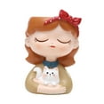 thumbnail image 4 of Girl Planter Pot Plant Container Funny pintados a mano Decoración linda Flor de flores Gato, 4 of 8