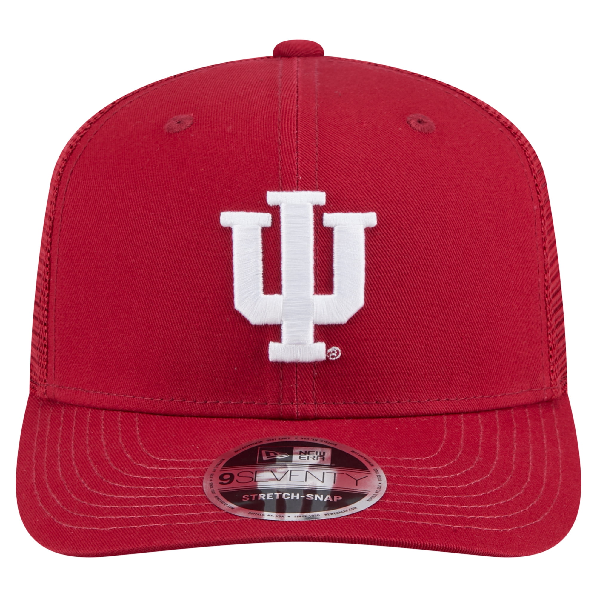 Men's New Era Crimson Indiana Hoosiers Primary 9SEVENTY Trucker Stretch-Snap Hat