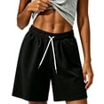 thumbnail image 3 of Pafei Tyugd Mesh Shorts for Women Athletic Cozy Breathable Bermuda Shorts with Pockets Casual Elastic Drawstring Waisted Basketball Shorts Black L, 3 of 6