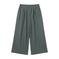 thumbnail image 5 of Lumtrix Cotton Linen Capri Pants for Women Wide Leg High Waisted Casual Lounge Pant Summer Flowy Capris with Pockets Dark Gray M, 5 of 8
