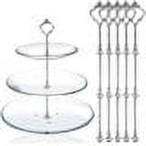 Happy Will 5 Sets 3 Tier Crown Cake Stand Fruit Cake Plate Handle Fitting Hardware Rod Stand Holder with Stylus Silver (Plates Not Include)