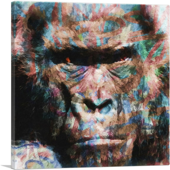 ARTCANVAS Angry Gorilla Modern Art Home decor Canvas Art Print - Size: 26" x 26" (0.75" Deep)