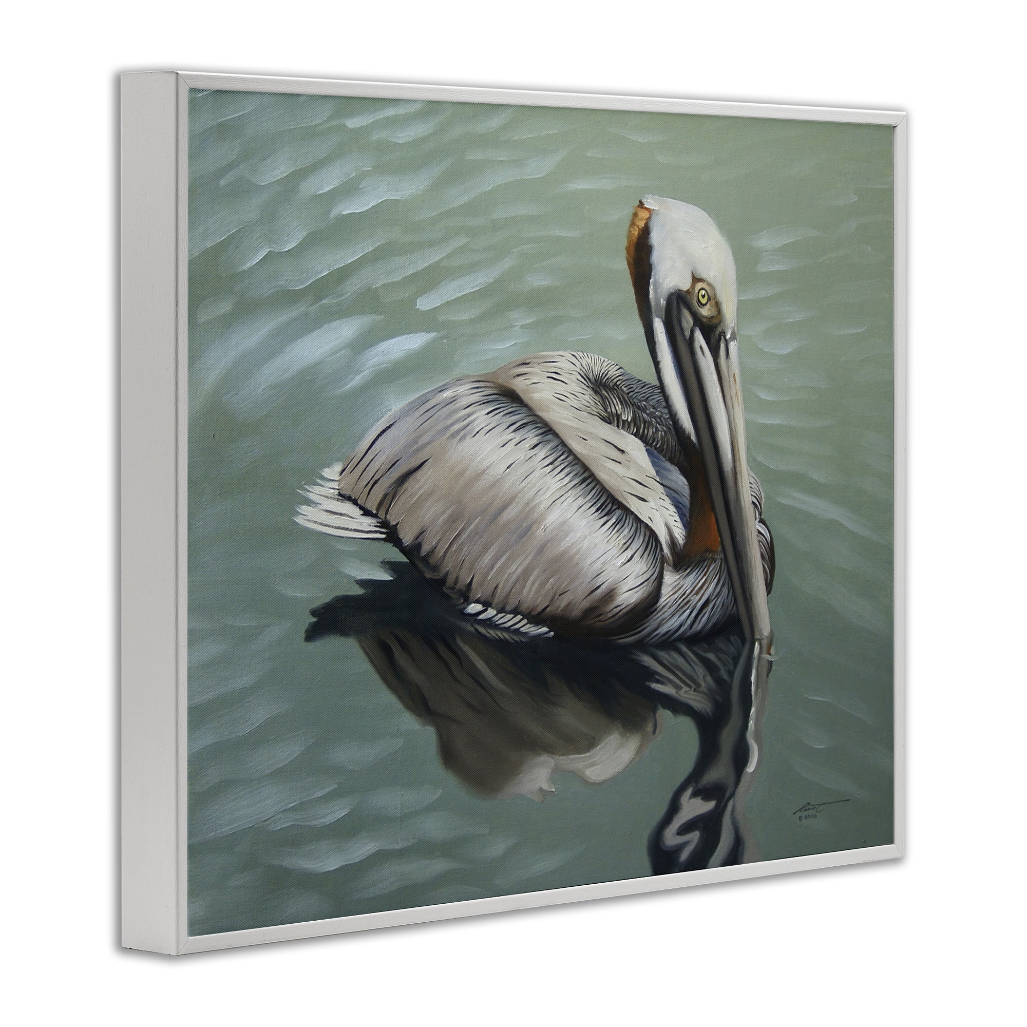 Stupell Industries Pelican Lake Reflection Animals & Insects Painting White Framed Art Print Wall Art, 30 x 24